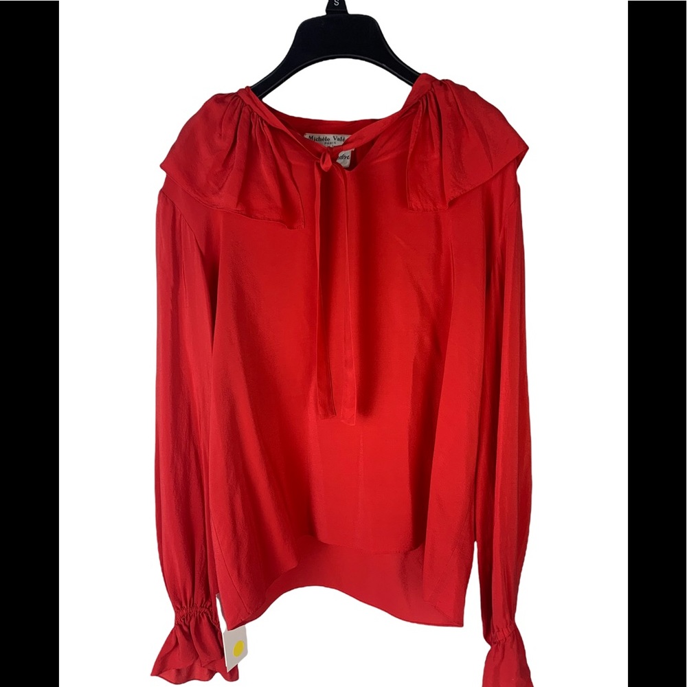 Vintage Michele Valery tie neck silk blouse!! Gorgeous!